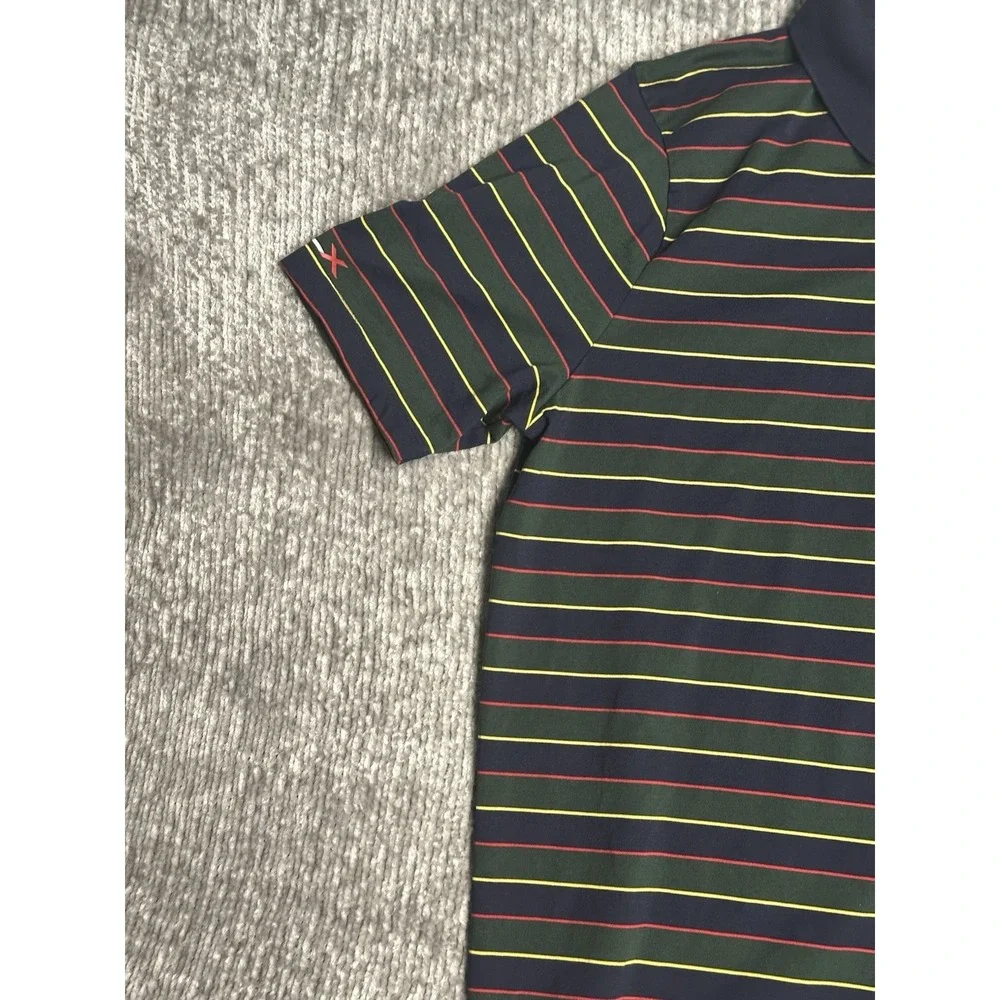 RLX Ralph Lauren Polo Shirt Mens Large Navy Multicolor Stripe Golf Performance